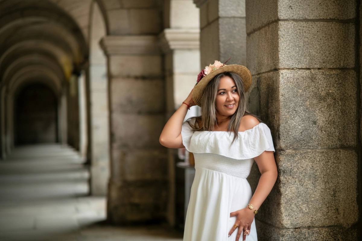 Retrato de Sara Laínez, florista y diseñadora floral en Madrid, sonriendo.